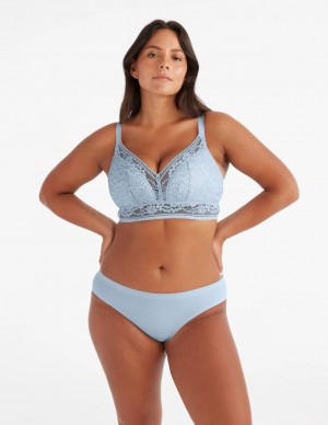 Knix Essential Lace Bikini Bottoms Blue | VHEOZL-184