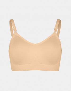 Knix Good to Go Seamless Bras Beige | EDWUOJ-490