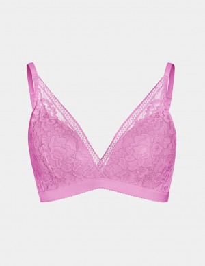 Knix Lace Deep-V Bras Pink | NFZAGL-920