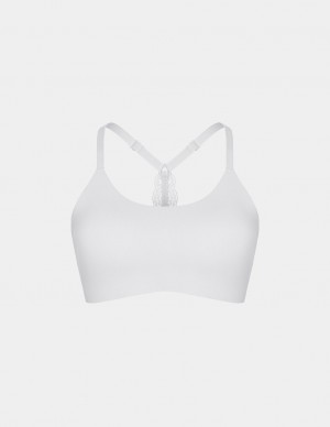 Knix Lace Racerback Bras White | FHNKYX-283