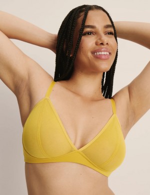 Knix Mesh Deep V Bras Yellow | VAKFGT-613