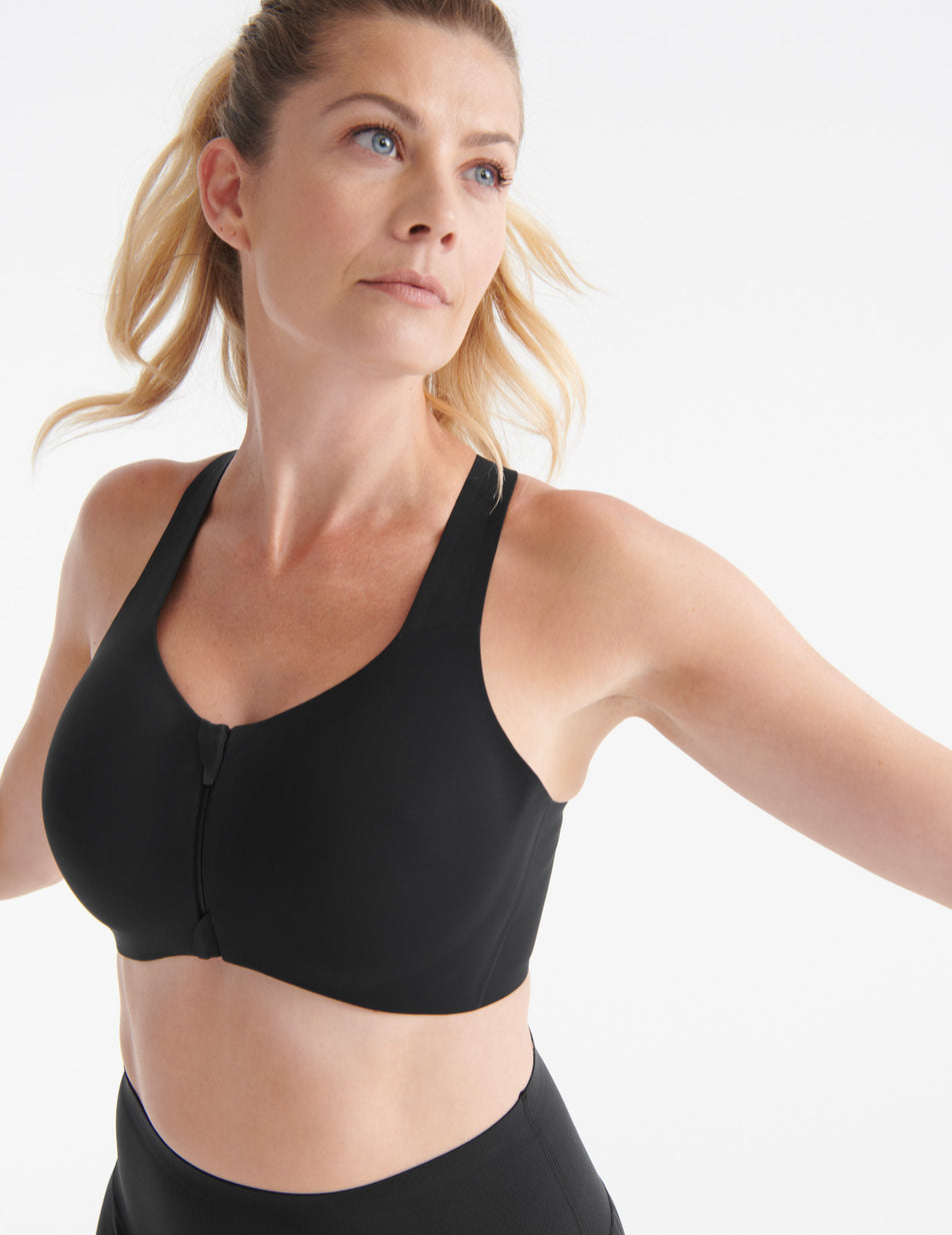 Knix Catalyst Front Zip Sports Bras Black | TAJOBM-012