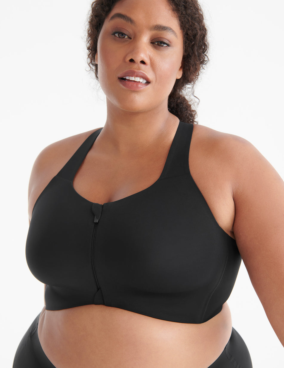 Knix Catalyst Front Zip Sports Bras Black | TAJOBM-012