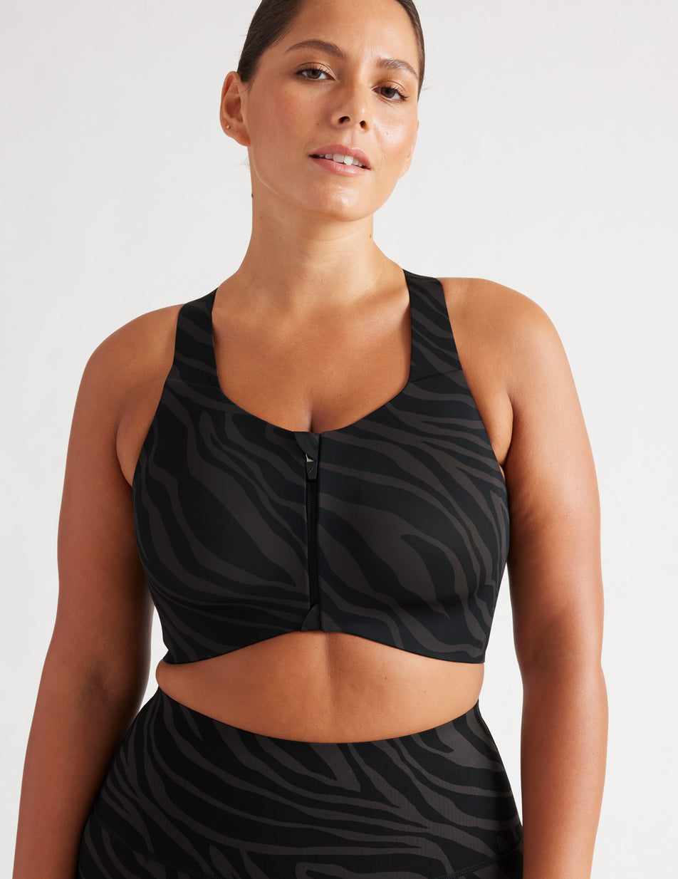 Knix Catalyst Front Zip Sports Bras Black | KZIGYL-342