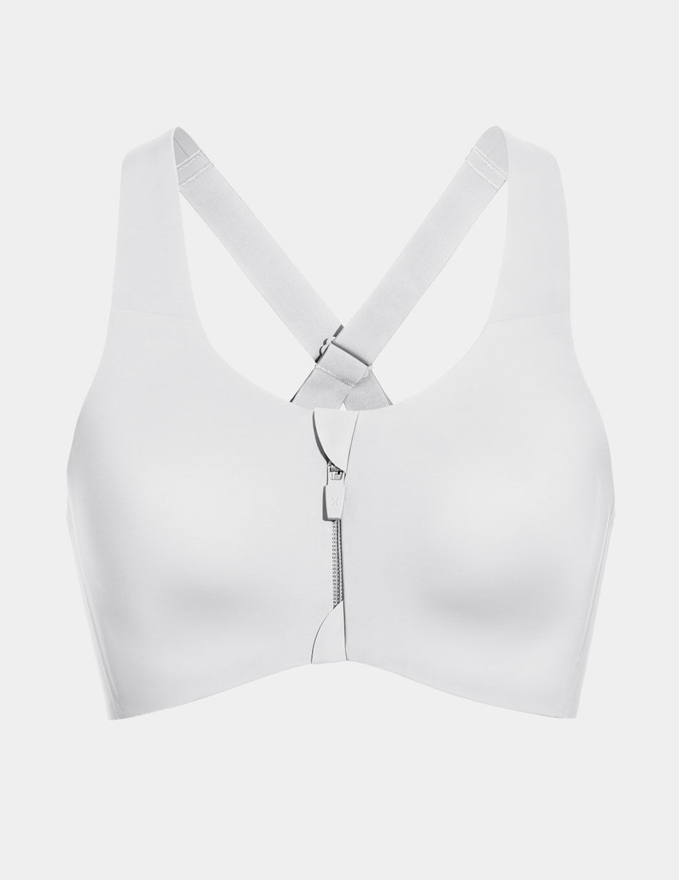 Knix Catalyst Front Zip Sports Bras White | CHAYVX-354