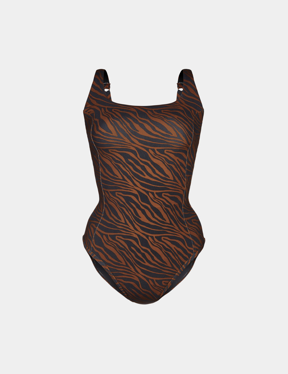 Knix Cinch Leakproof Shaper One Piece Swimsuits Brown | WEAFIR-175