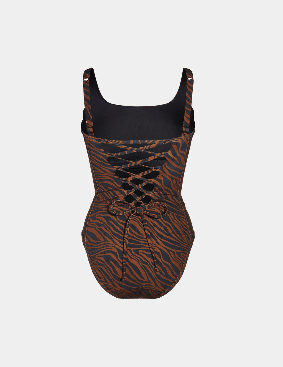 Knix Cinch Leakproof Shaper One Piece Swimsuits Brown | WEAFIR-175