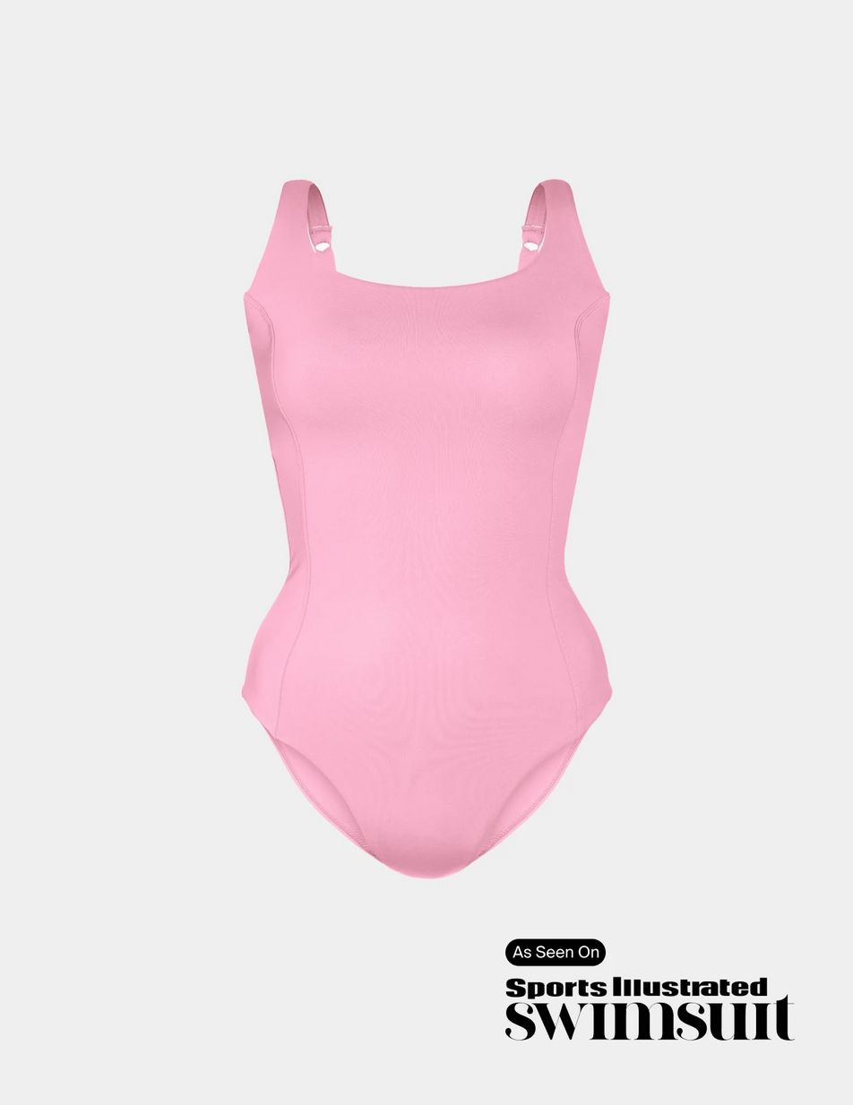 Knix Cinch Shaper One Piece Swimsuits Pink | CXSKEG-392