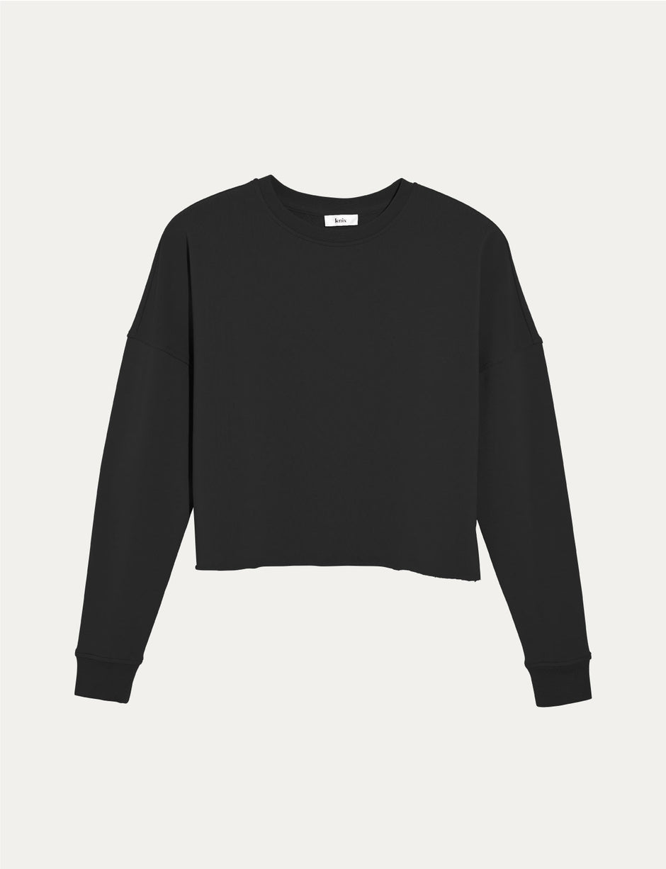 Knix Good to Go Crew Neck Sweatshirt Black | QSKXPO-039