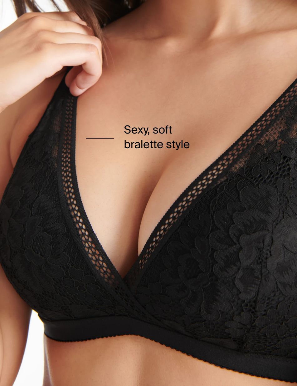 Knix Lace Deep-V Bras Black | LYCFAE-436