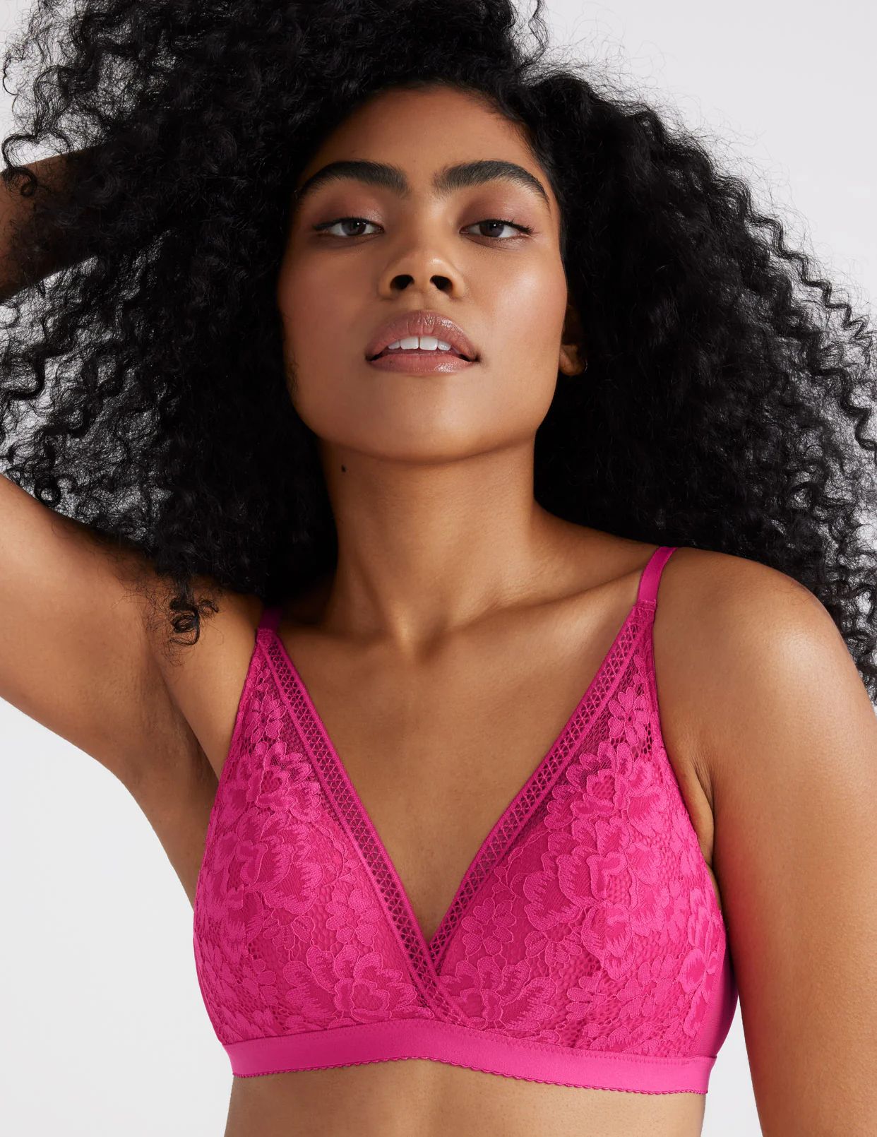 Knix Lace Deep-V Bras Fuchsia | DHYFRV-742