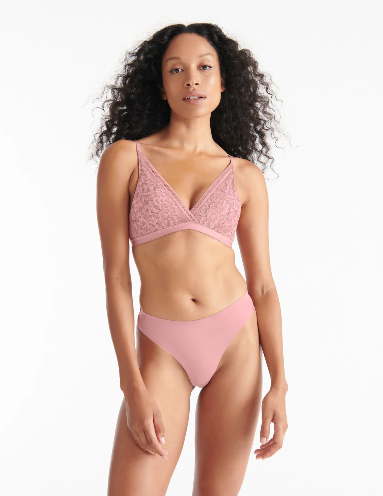 Knix Lace Deep-V Bras Pink | YGVRNZ-430