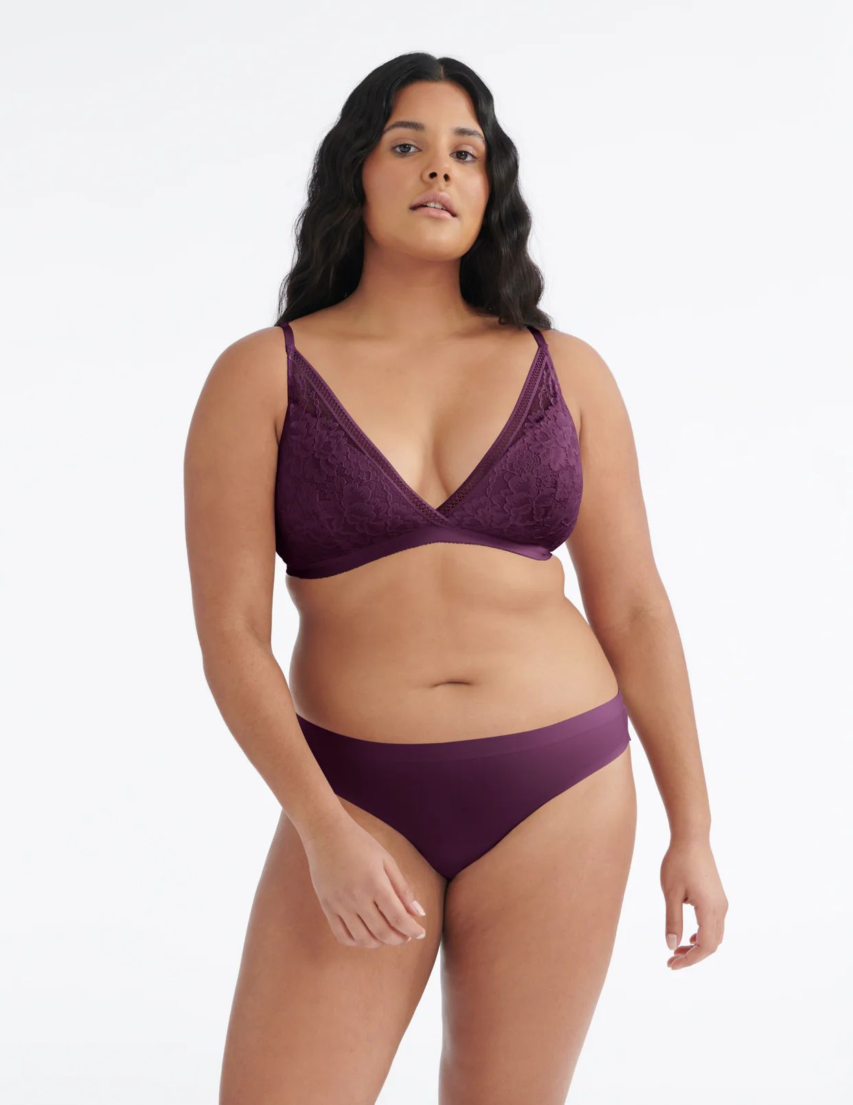 Knix Lace Deep-V Bras Purple | LTAHNK-235