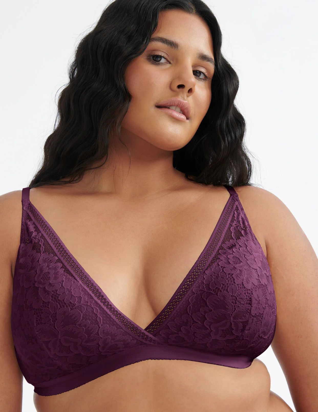 Knix Lace Deep-V Bras Purple | LTAHNK-235