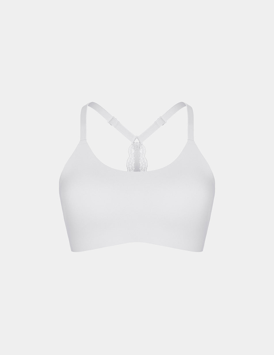 Knix Lace Racerback Bras White | FHNKYX-283