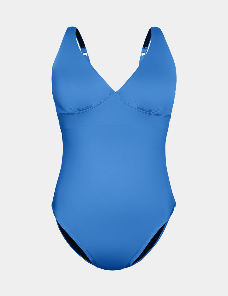 Knix Leakproof Deep V One Piece Swimsuits Blue | FZOIHW-254