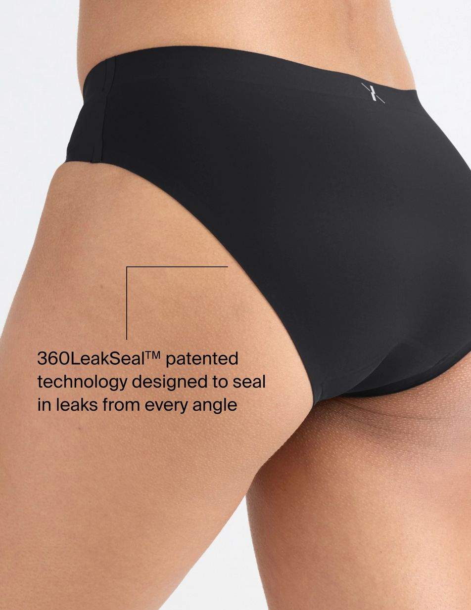 Knix Leakproof UltraThin No-Show Bikini Bottoms Black | EMJFUN-042