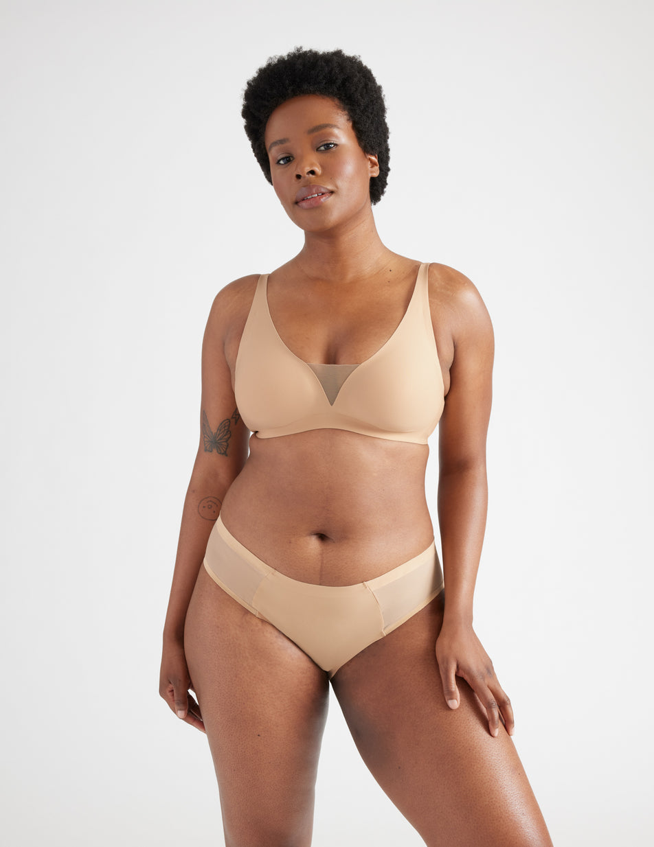 Knix Light Leakproof No-Show Mesh Bikini Bottoms Beige | EFCWPU-418