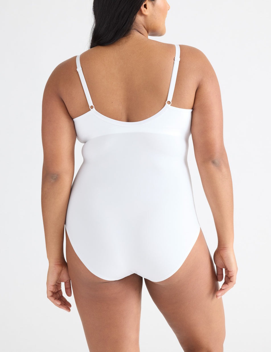 Knix Mesh Deep V Bodysuit White | KUGYLN-523