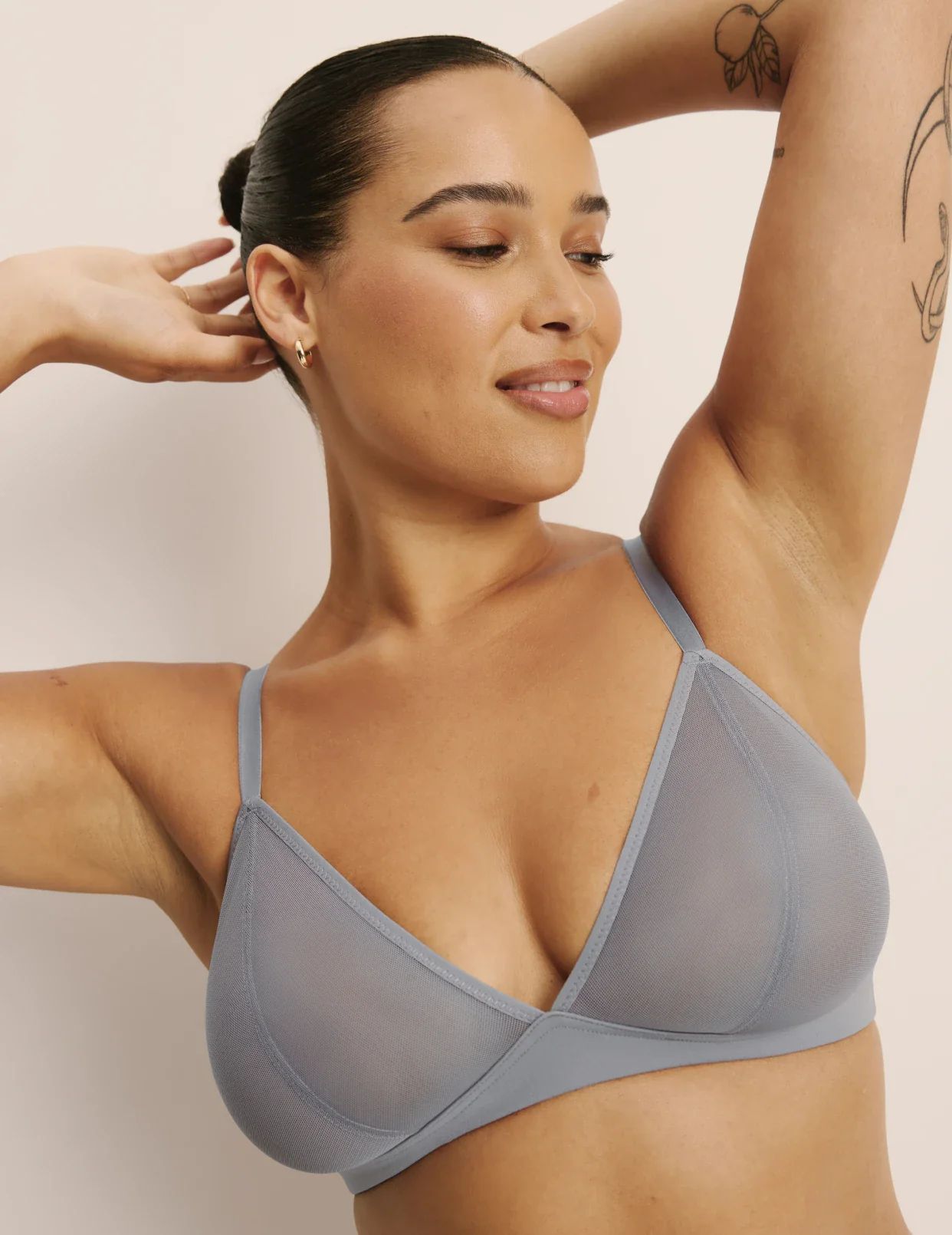 Knix Mesh Deep V Bras Grey | RXGBSV-726