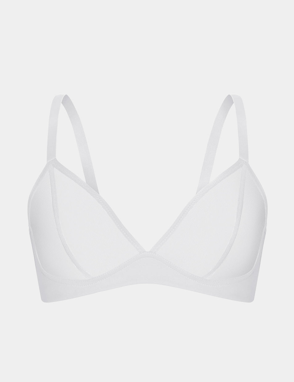 Knix Mesh Deep V Bras White | SMJDFK-382