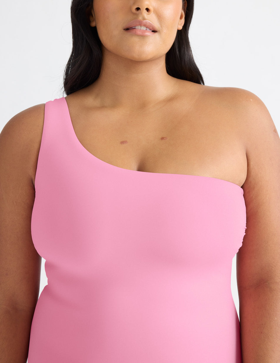 Knix One Shoulder One Piece Swimsuits Pink | ZUQGWL-618