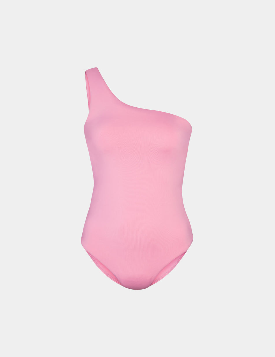 Knix One Shoulder One Piece Swimsuits Pink | ZUQGWL-618