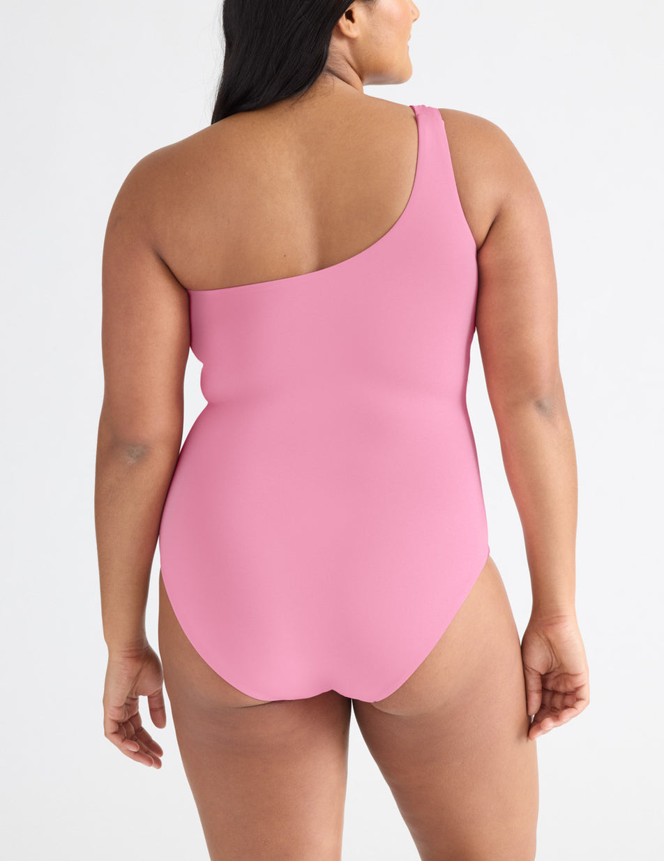 Knix One Shoulder One Piece Swimsuits Pink | ZUQGWL-618